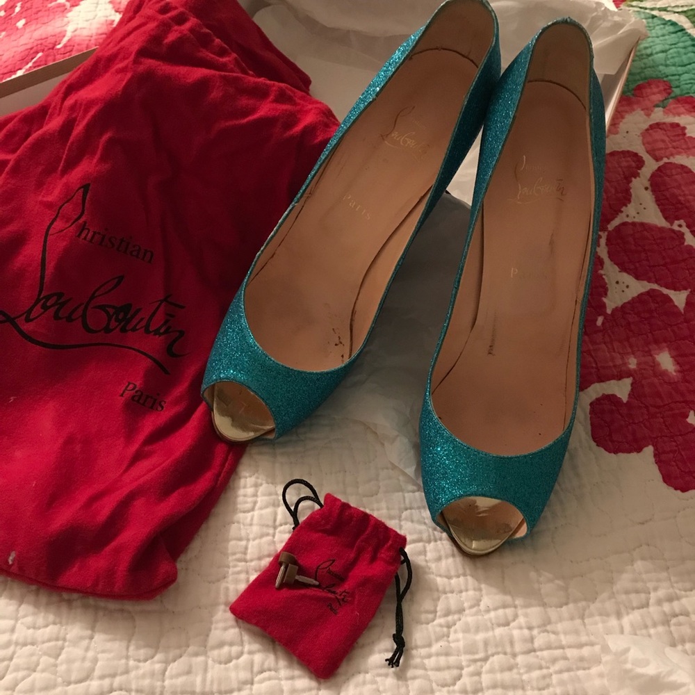 Christian Louboutin Titi 120 glitter - turquoise